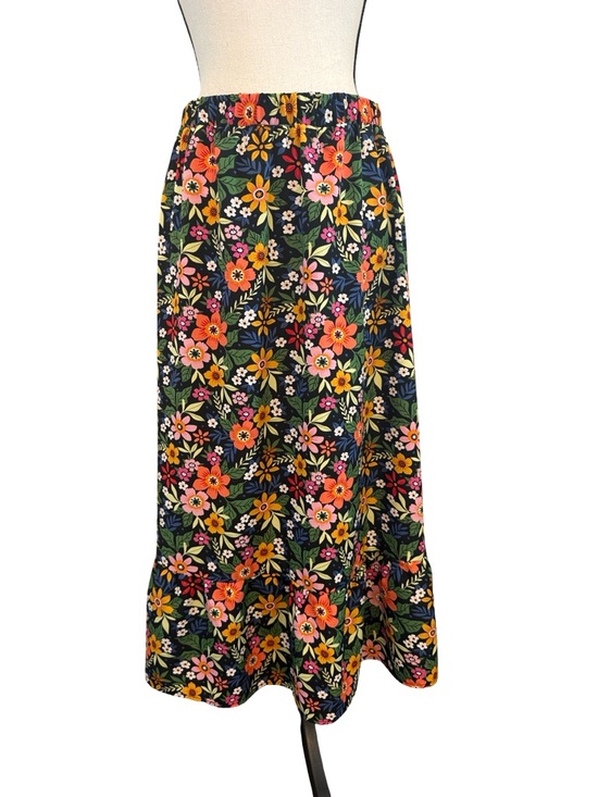 Dresses & Skirts - Floral Midi Skirt Ladies Large Boho Cottagecore Elastic Waist Colorful Floral
